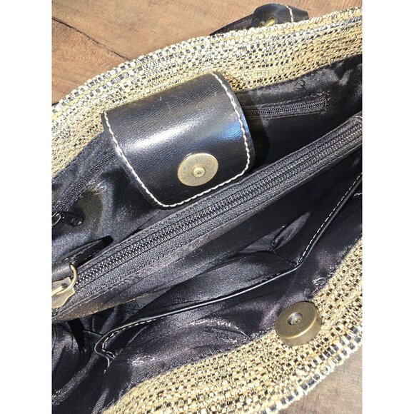 Fossil Tweed Bag Black/Brown Purse Detachable Shoulder Strap Included authentic - Picture 9 of 11